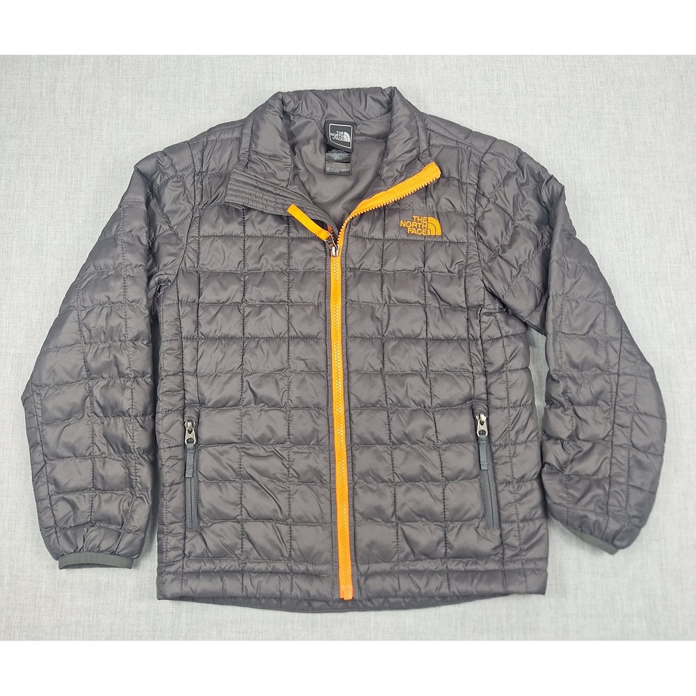 The North Face Boys Thermoball Eco Puffer Jacket Grey Orange Size S 7/8